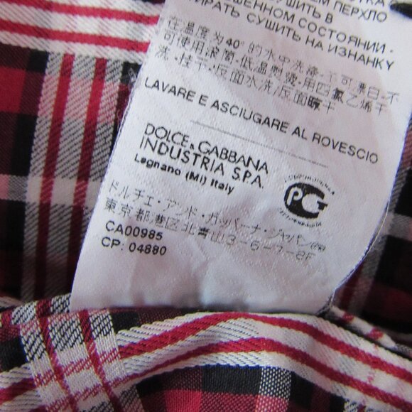 Dolce & Gabbana Men Dress Shirt Size 16/41 Red Black Button Up,made in Italy - Picture 5 of 9
